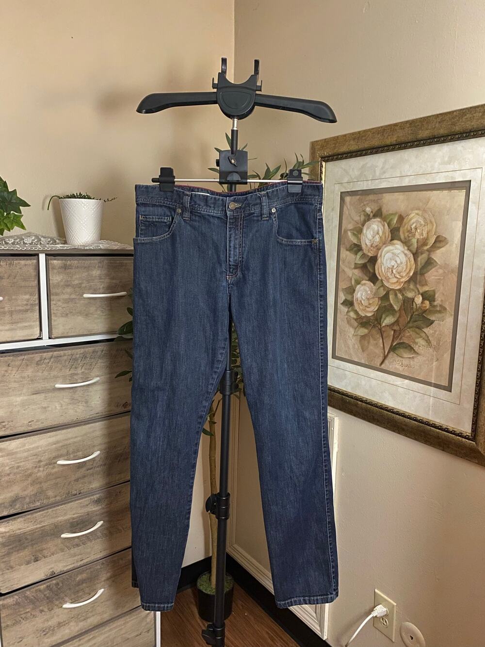 Alberto Stone Men’s Jeans W35 L32 Modern Fit Light Denim Stretch Dark Wash